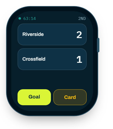 The Baseline watch face during a live match.